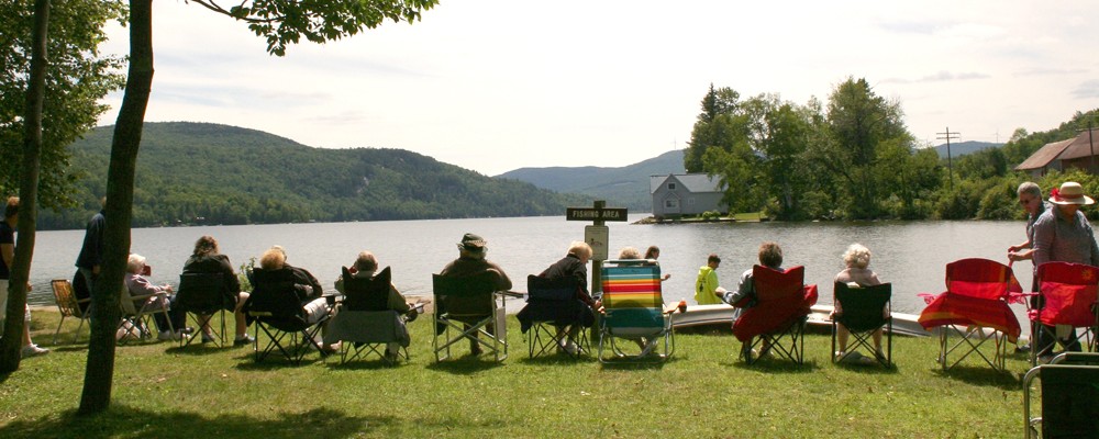 Group of seniors enjoying Crystal Lake in Barton Vermont